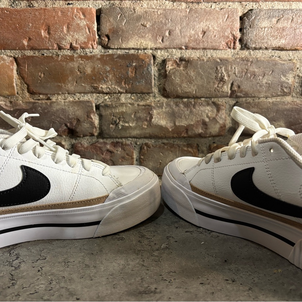 Women’s White Sneakers with Black Swoosh